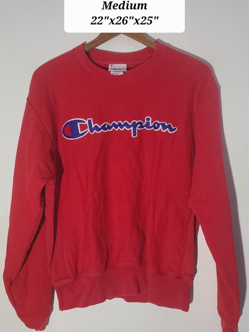 Champion Reverse Weave Embroidered Logo Red Medium Sweatshirt